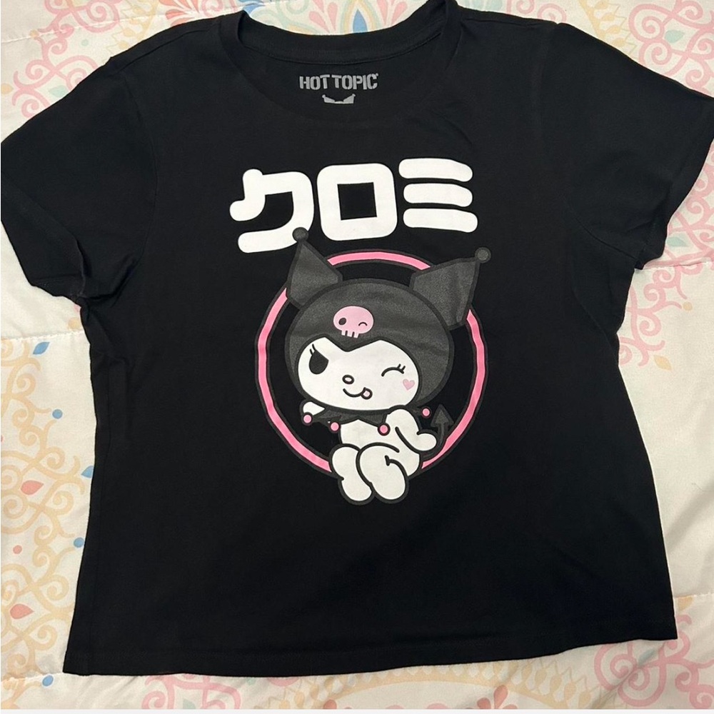 Hot Topic Black and Pink Kuromi Kids Tee